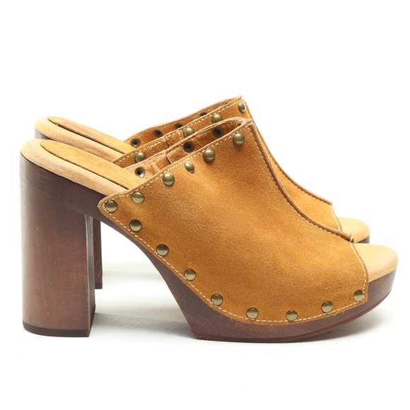 sbicca Crowley Leather/Wood Mules & Clogs Women 10 Brown/Tan - Picture 3 of 17